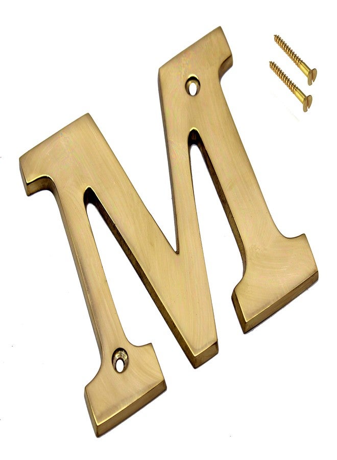 eSplanade Brass House Hotel Door Name Alphabets - Wall Door Plaque Alphabet Letter - Golden - 4" Inches ("M" Alphabet - 4") - Image 2
